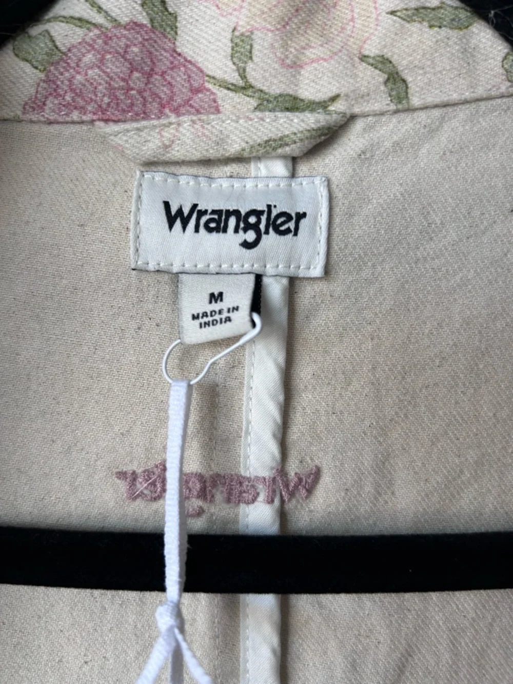 Wrangler X Free People Cream Floral Button-Up Jacket with Pink and Green Print - Picture 11 of 14